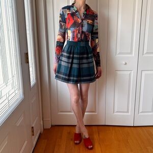1970’s Plaid Green Wool Mini Skirt